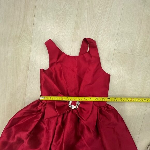 Pink & Violet Kids Girls Size 8 Red Bow Rhinestone Party Dress Holiday - Picture 7 of 8
